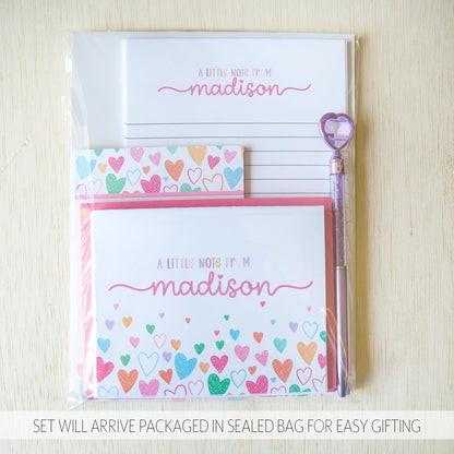 Personalized Stationery Set - Pink Rose Floral Writing Paper & Envelopes Gift
