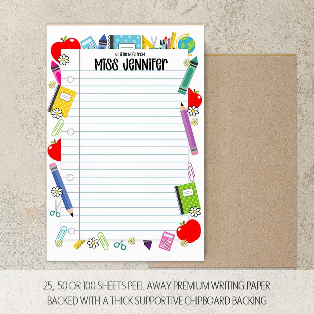 Personalized Teacher Notepad – Custom Name Stationery, Classroom Notepads & Teacher Gift Ideas