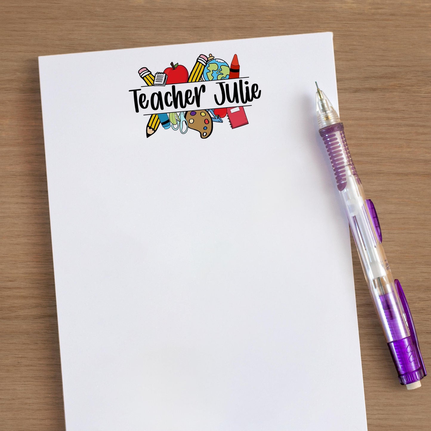 Personalized Teacher Notepad - Custom Name Notepad with Tear Away Pages, Classroom Note Pads