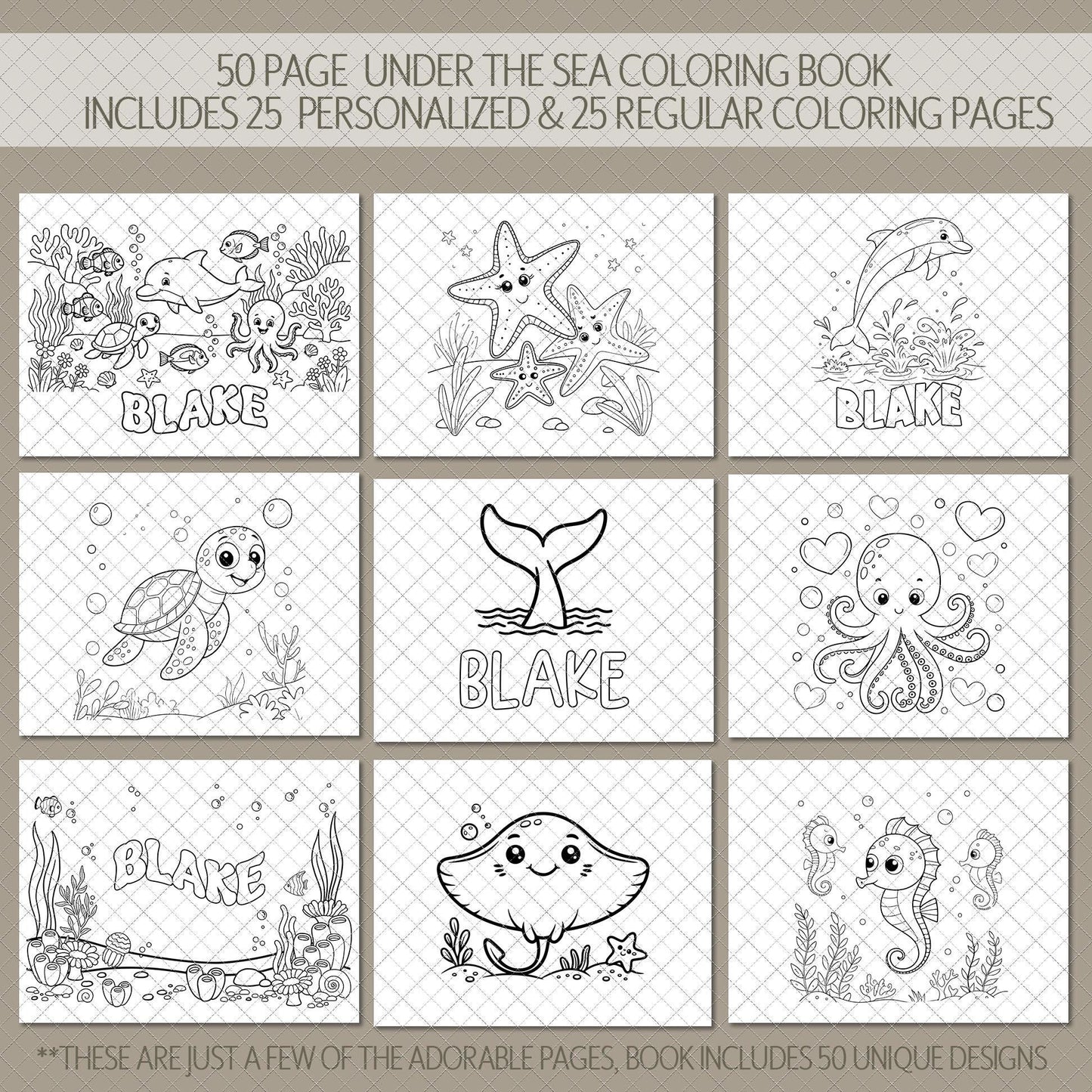 Personalized Ocean Coloring Book - Custom Name Sea Creature Activity For Kids