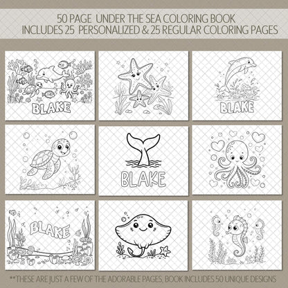 Personalized Ocean Coloring Book - Custom Name Sea Creature Activity For Kids
