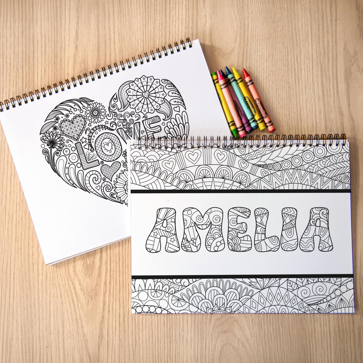 Personalized Coloring Book, 50 Pages, Spiral 11x8.5 Gift For Teens