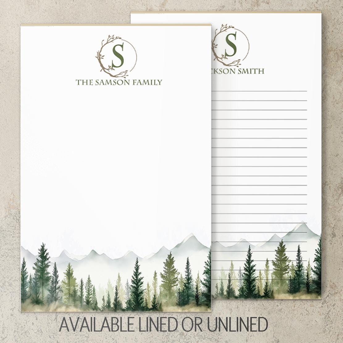Personalized Monogram Notepad - Custom Nature Notepads with Initials | Fathers Day Gift