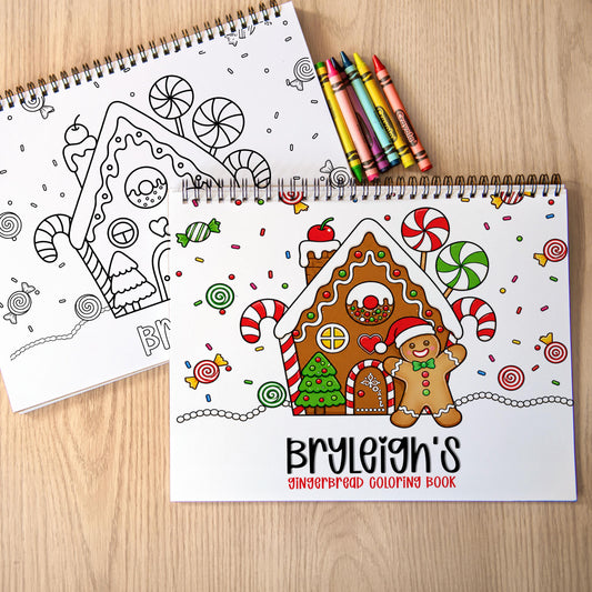 Personalized Christmas Coloring Book Gingerbread Kid Gift 8.5x5.5