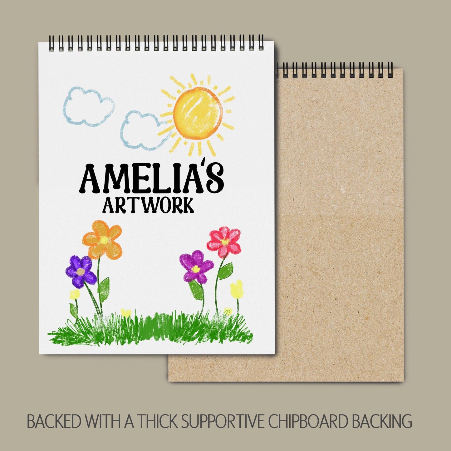 Personalized Kids Sketchbook - Custom Drawing Pad with Name | Dinosaur Art Book