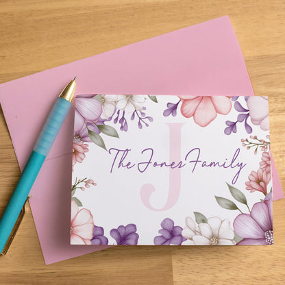 Personalized Note Cards - Custom Folded Notecards with Wildflower Stationery & Matching Envelopes Included