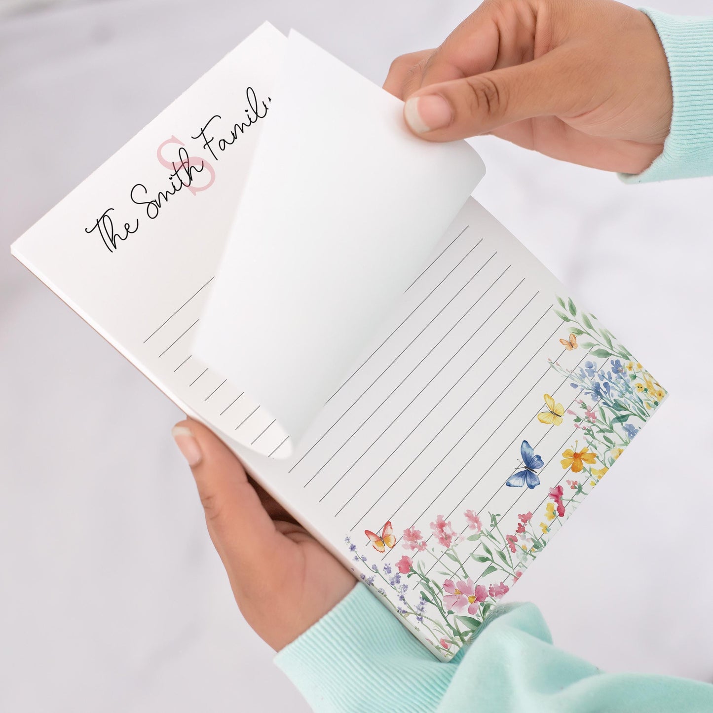 Personalized Monogram Notepad - Custom Name Wildflower Notepad | Party Favor Gifts