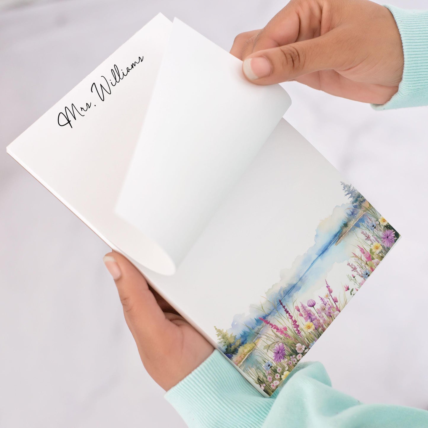 Personalized Notepad – Custom Forest Wildflower Note Pad with Name | Nature Lovers Gift