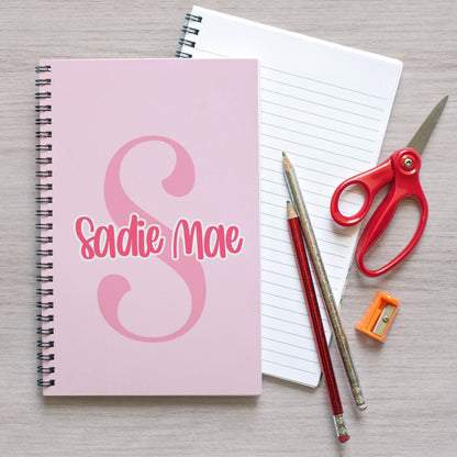 Personalized Girls Notebook - Custom Kids Journal With Monogram Name, Spiral Bound Gift