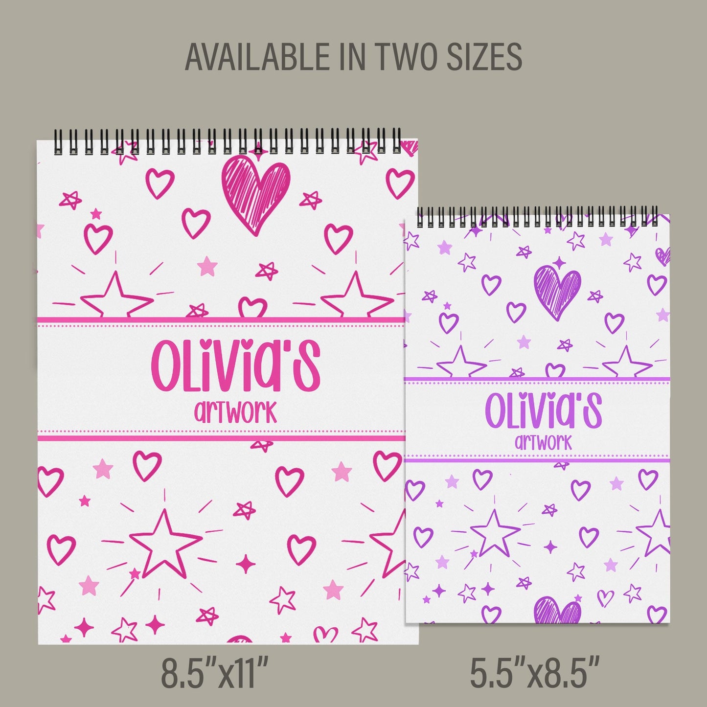 Personalized Sketchbook Girls – Custom Name Drawing Journal | Spiral Bound Art Pad