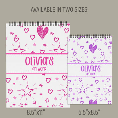 Personalized Sketchbook Girls – Custom Name Drawing Journal | Spiral Bound Art Pad