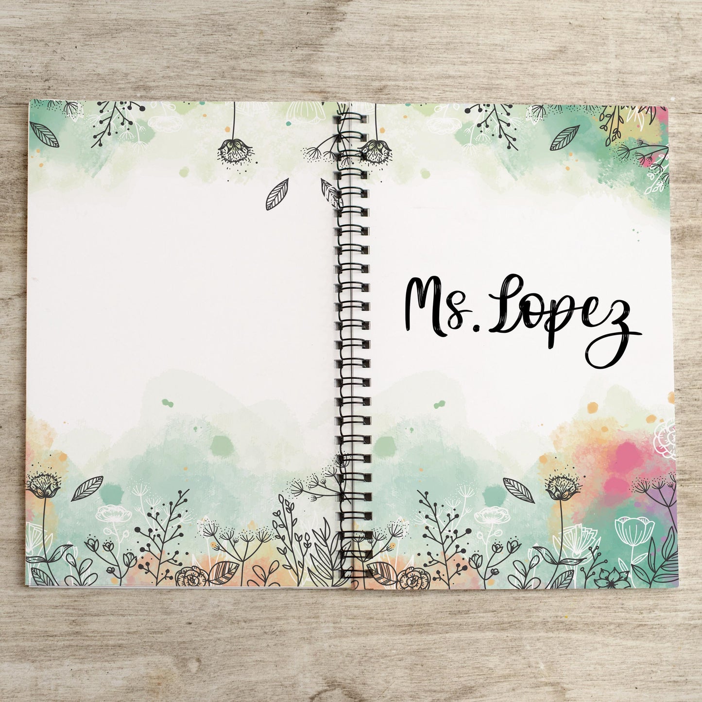 Personalized Girls Notebook - Custom Kids Journal With Wildflower Name & Spiral Bound