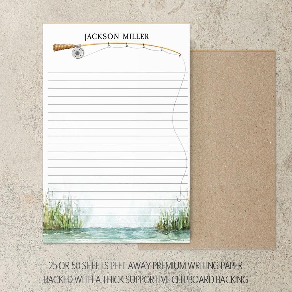 Personalized Fishing Notepad - Custom Name Notepads | Men's Stationery Gifts