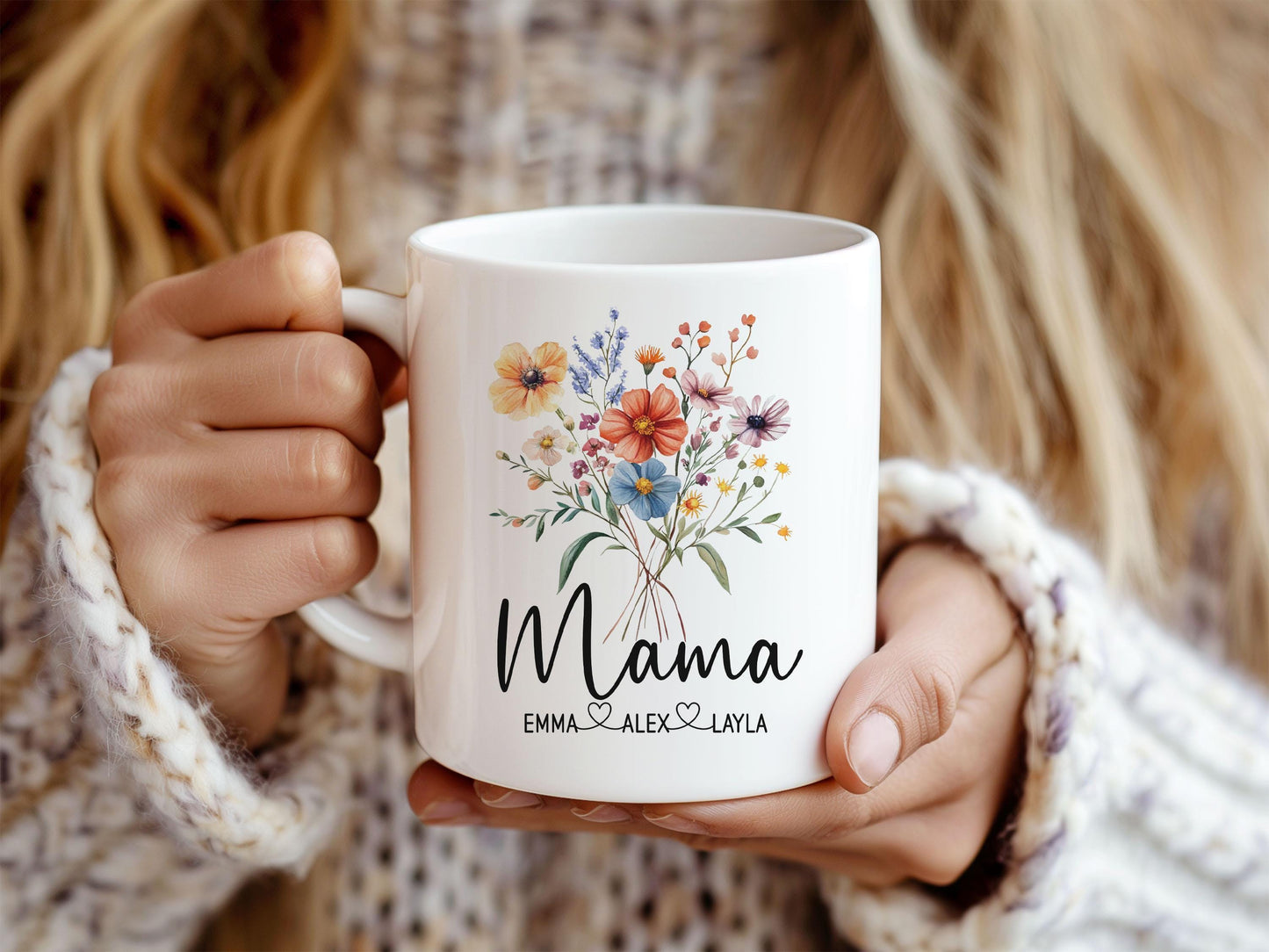 Personalized Mama Mug - Custom Name Wildflower Coffee Cup | Gift For Mom