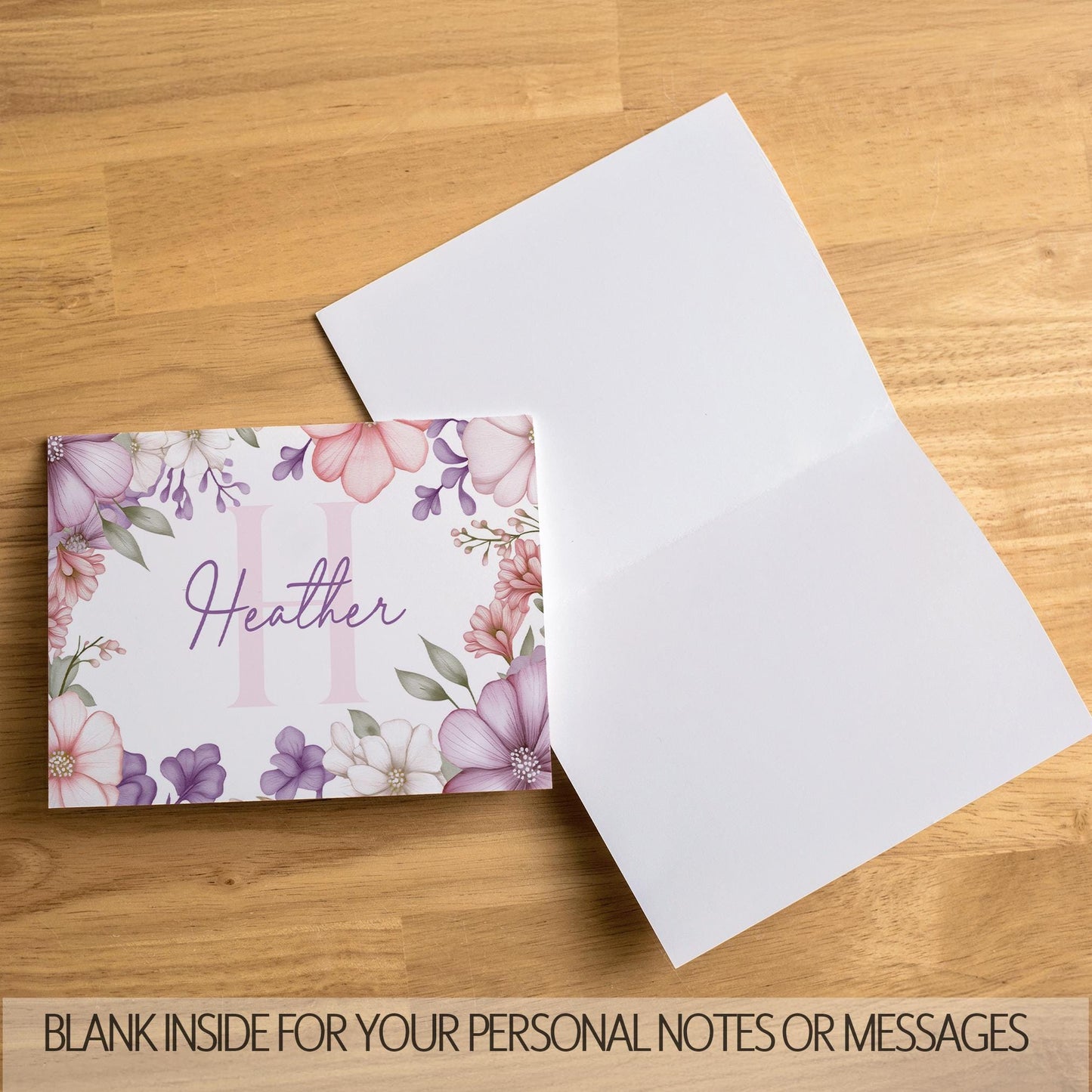 Personalized Note Cards - Custom Folded Notecards with Wildflower Stationery & Matching Envelopes Included
