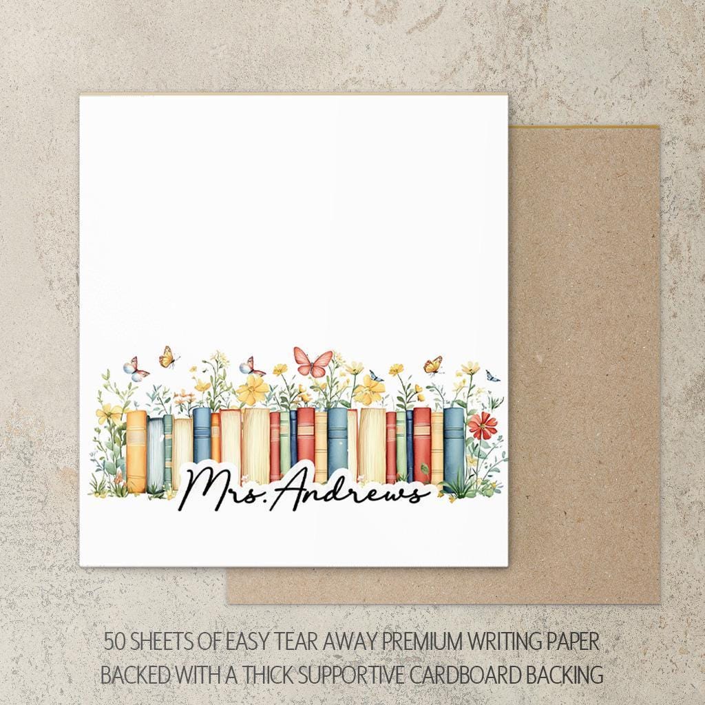 Personalized Teacher Notepad - Custom Name Classroom Note Pads With Tear Away Pages