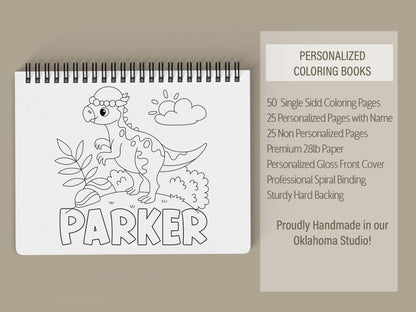Personalized Dinosaur Coloring Book - Custom Kids Art Activity Book With Name & Party Favors