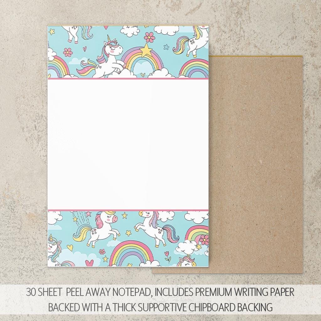 Personalized Stationery Set - Girls Unicorn Letter Writing Kit with Premium Notecards & Self-Seal Envelopes