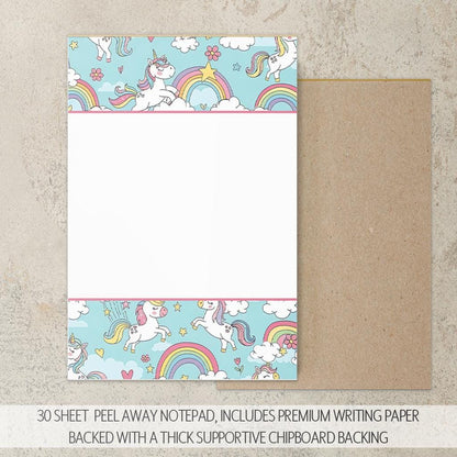 Personalized Stationery Set - Girls Unicorn Letter Writing Kit with Premium Notecards & Self-Seal Envelopes