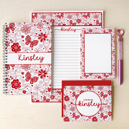 Personalized Stationery Set - Girls Butterfly Letter Writing Set with Notebook & Pen