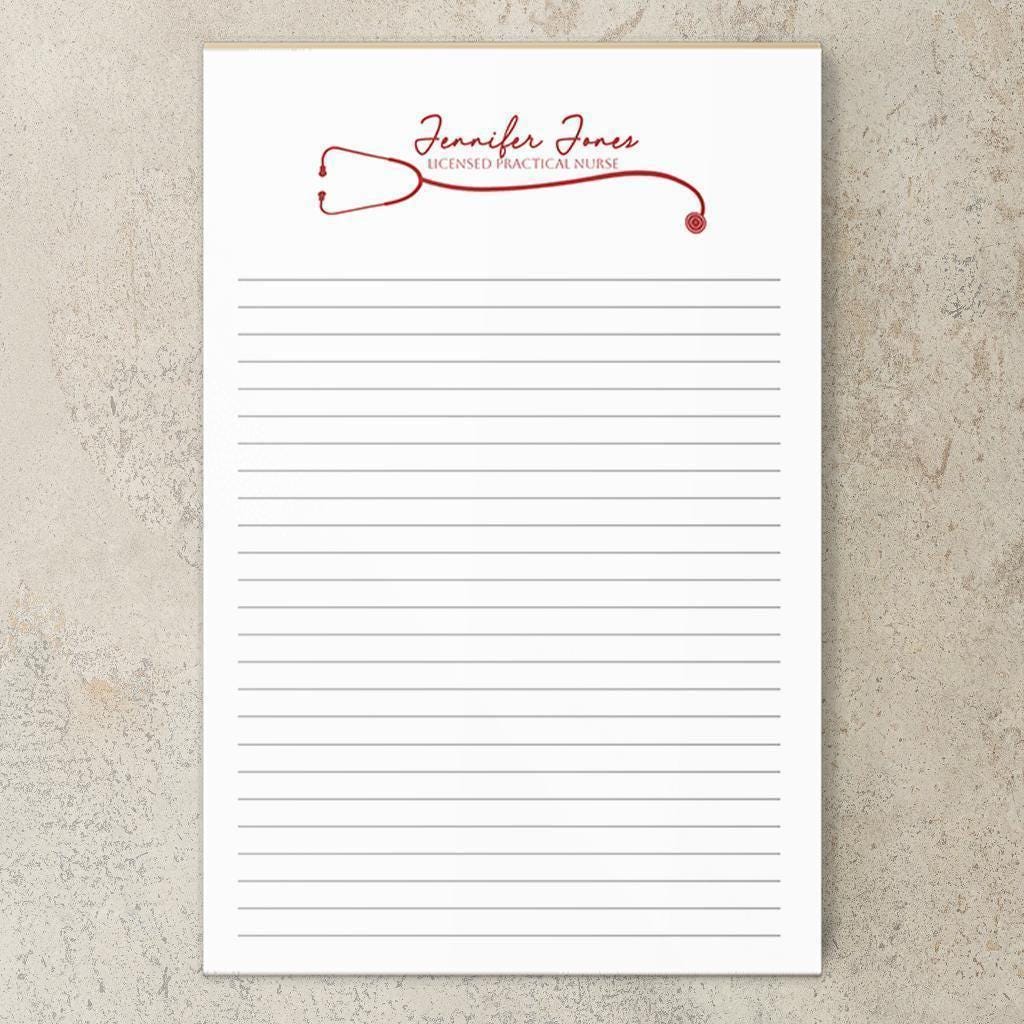 Personalized Nurse Notepad - Custom Name Stationery | RN LPN CNA Notepads Gift