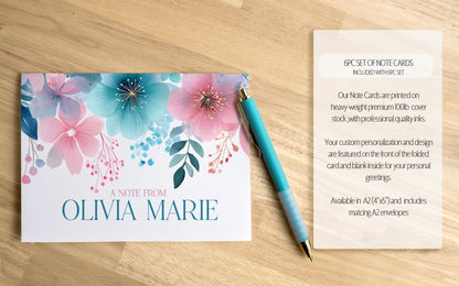 Personalized Stationery Set - Rainbow Wildflowers Letter Writing Sets with Pen & Envelopes