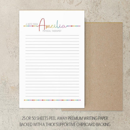 Personalized Notepad – Custom Stationery Rainbow Script Notepad with Professional Title