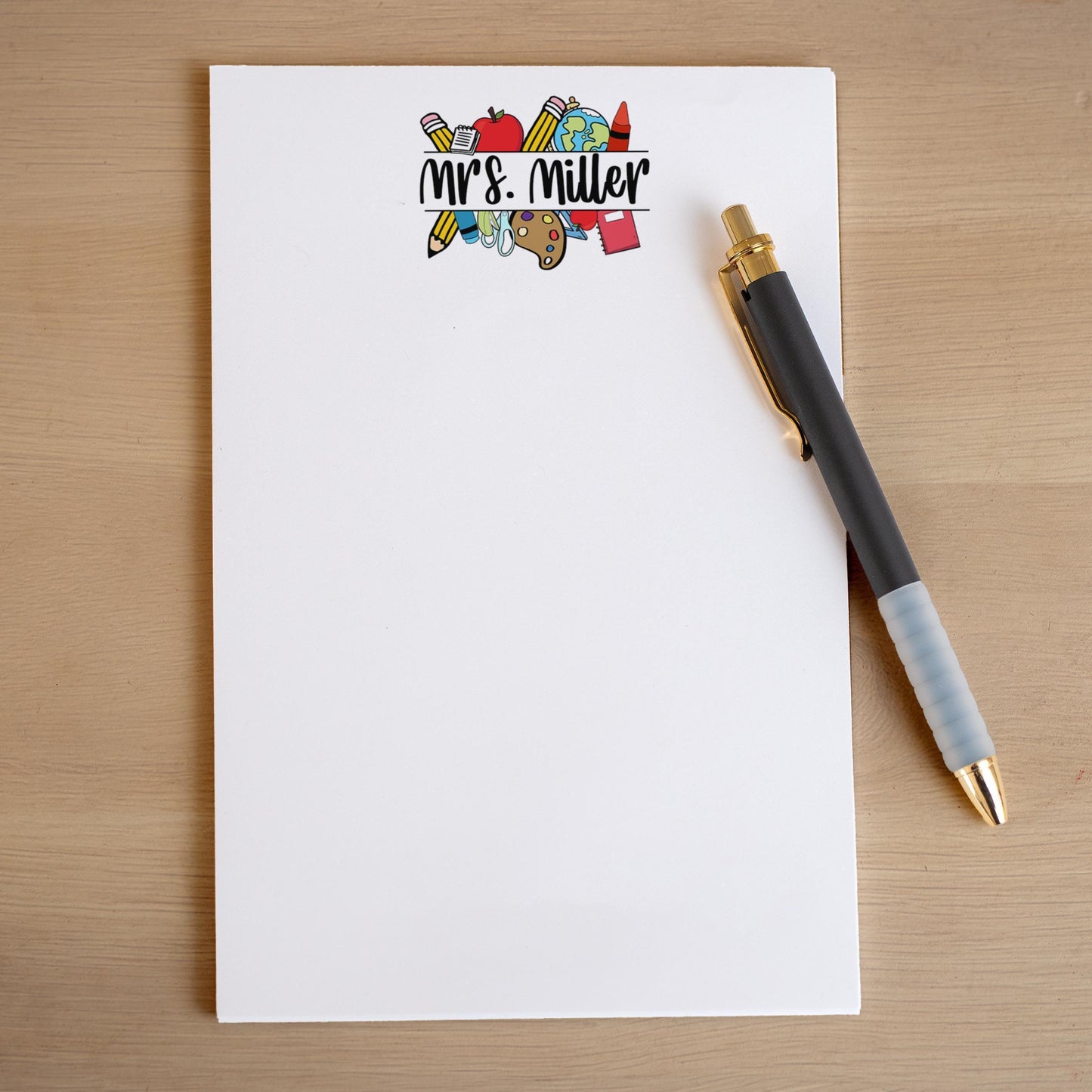 Personalized Teacher Notepad - Custom Name Notepad with Tear Away Pages, Classroom Note Pads