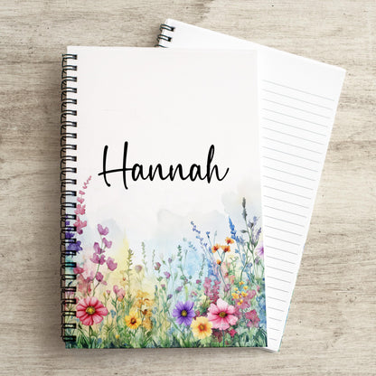 Custom Wildflower Notebook - Spiral Bound Floral Sketchbook With Lined And Blank Pages