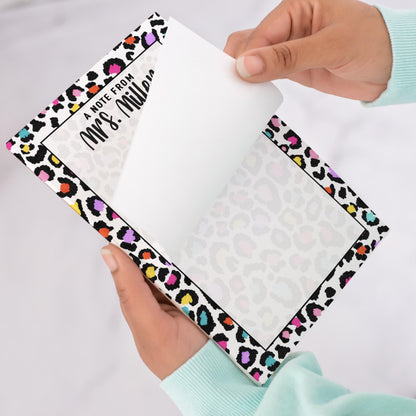 Personalized Notepad – Custom Cheetah Print Notepad With Rainbow Aesthetic Pad