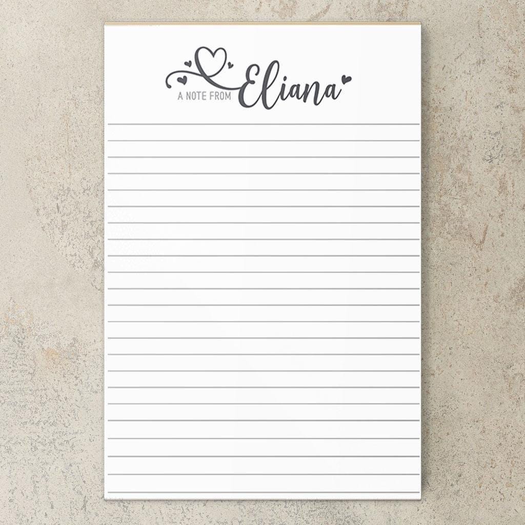 Personalized Notepad – Girls Script Heart Notepad | Custom Stationery Gift for Teacher