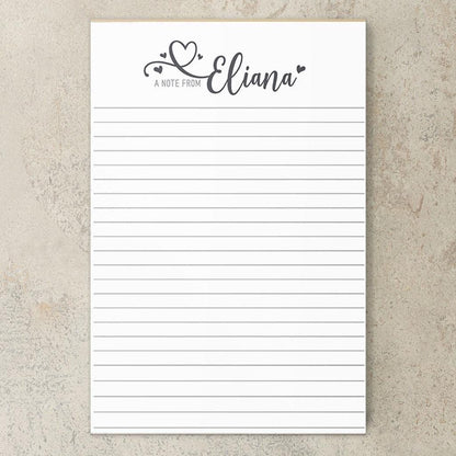 Personalized Notepad – Girls Script Heart Notepad | Custom Stationery Gift for Teacher