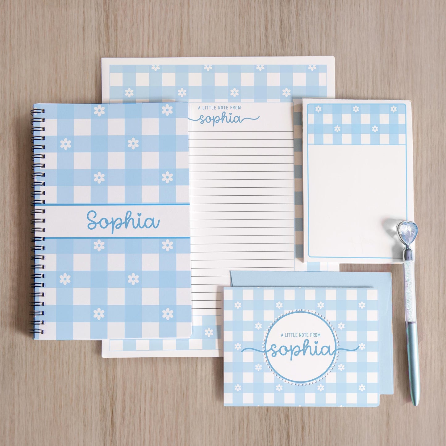 Personalized Stationery Set - Kids Letter Writing Kit with Flower Notebook & Pen