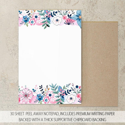 Personalized Stationery Set - Wildflower Print Paper & Colorful Floral Writing Kit