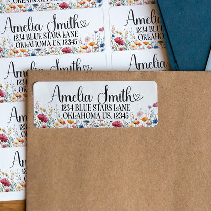 Custom Return Address Labels | Floral Personalized Address Stickers, Smudge Proof & Waterproof