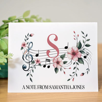 Personalized Music Notecards – Floral Music Notes Cards | Teacher Appreciation Gifts