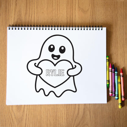 personalized halloween coloring book, Kid 11x8.5 Spiral 50pg Fun