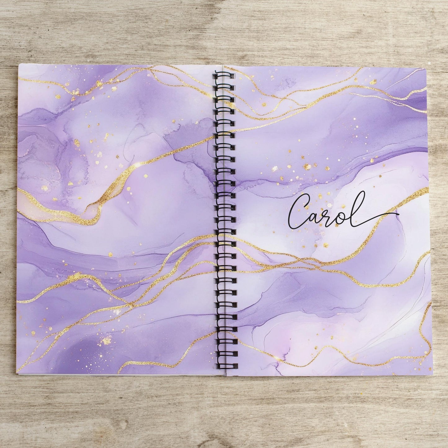 Personalized Purple Notebook - Custom Sketchbook With Name | Spiral Bound Journal Gift For Her
