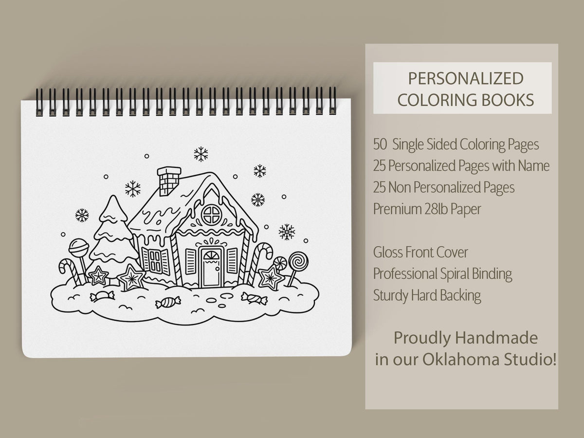 Personalized Christmas Coloring Book Gingerbread Kid Gift 8.5x5.5