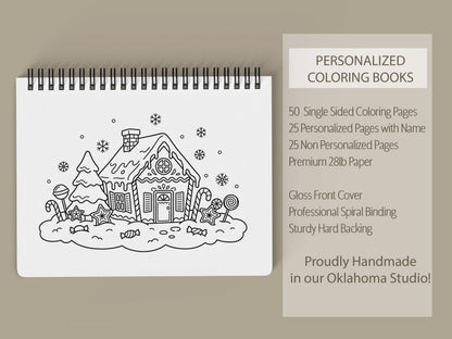 Personalized Christmas Coloring Book Gingerbread Kid Gift 8.5x5.5
