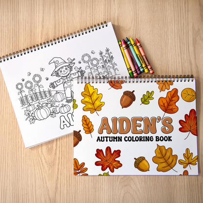 Personalized Autumn Coloring Book - Kids Fall Coloring Pages & Holiday Gift