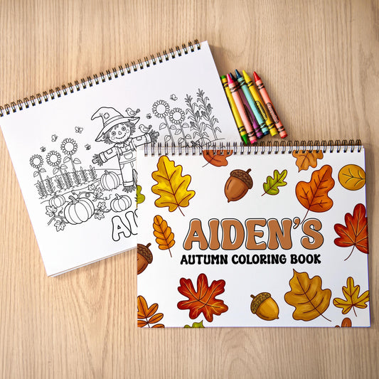 Personalized Autumn Coloring Book - Kids Fall Coloring Pages & Holiday Gift