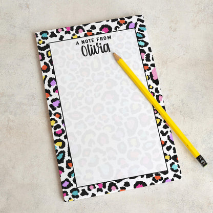 Personalized Notepad – Custom Cheetah Print Notepad With Rainbow Aesthetic Pad