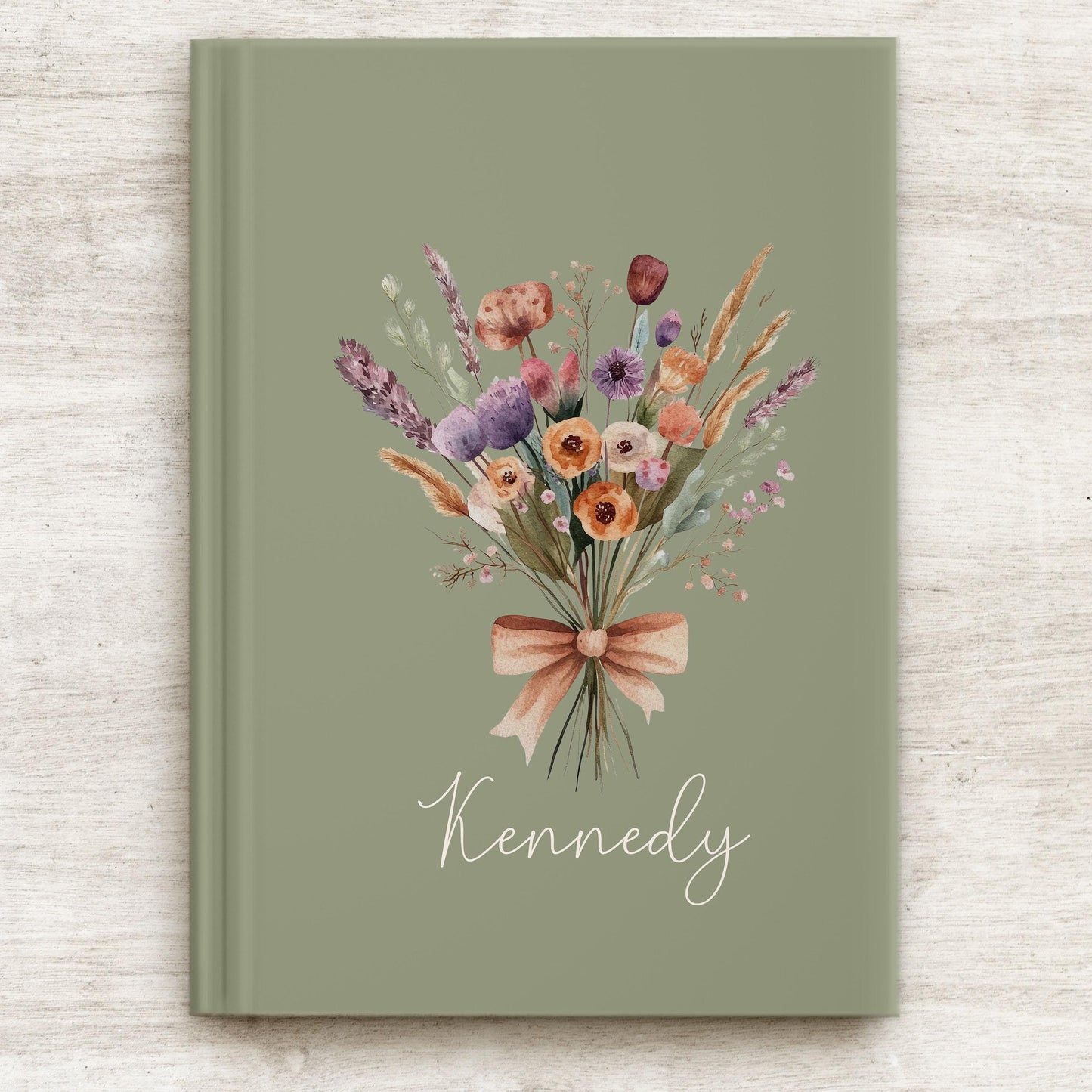 Personalized Hardcover Journal - Boho Floral Notebook | Custom Writing Notebook Gift