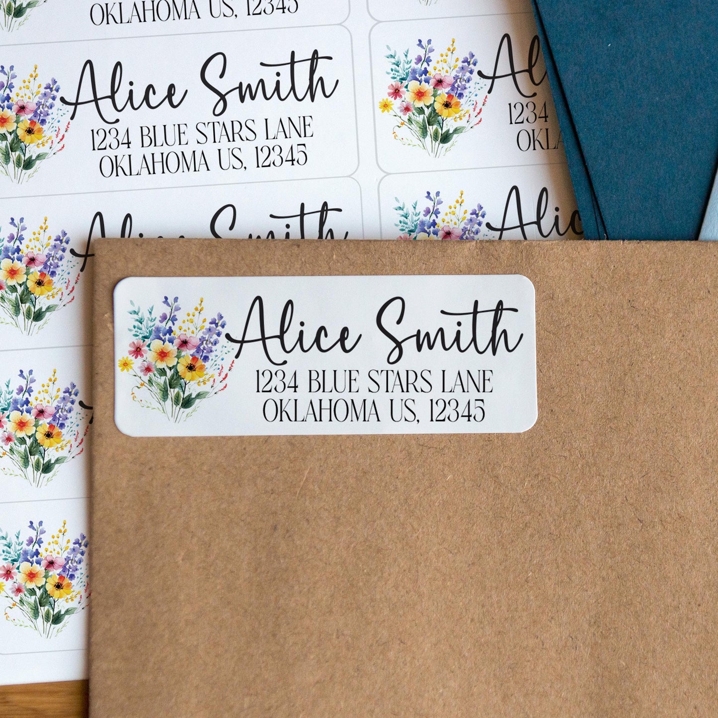 Custom Address Labels - Rainbow Flower Return Address Stickers | Water Resistant, Smudge Proof