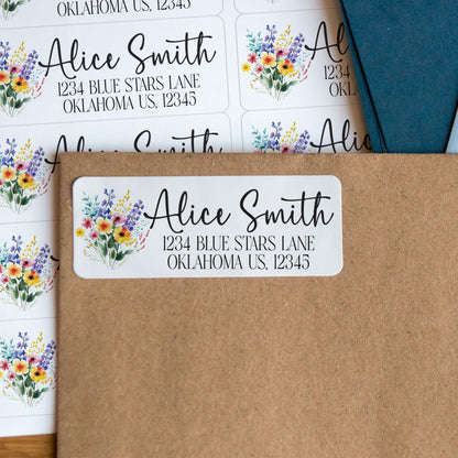 Custom Address Labels - Rainbow Flower Return Address Stickers | Water Resistant, Smudge Proof