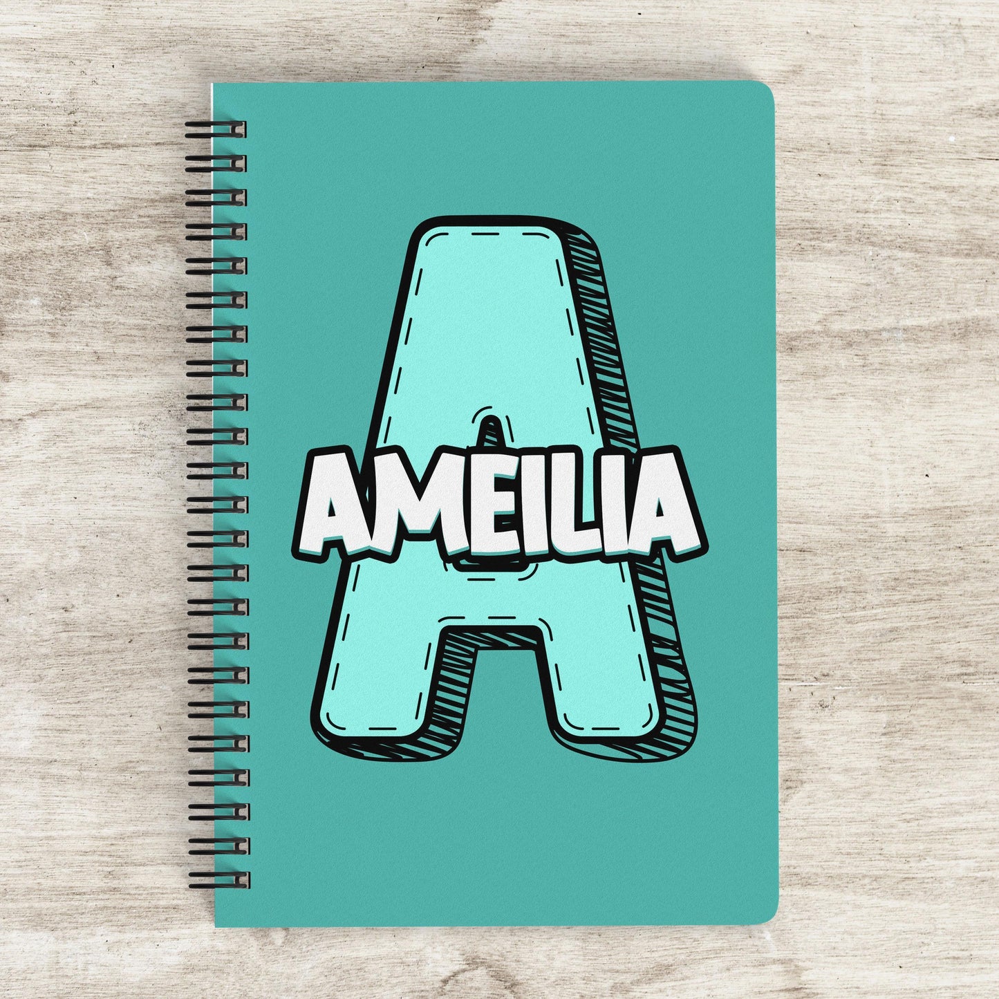 Custom Kids Notebook - Personalized Name Spiral Bound Notebook for Students & Teachers