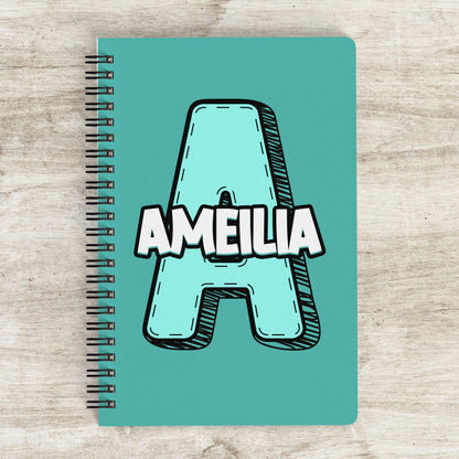 Custom Kids Notebook - Personalized Name Spiral Bound Notebook for Students & Teachers