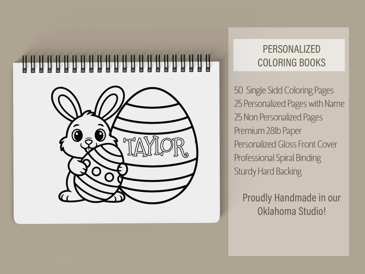 Personalized Easter Coloring Book - Custom Kids Art Activity With Bunny Pages