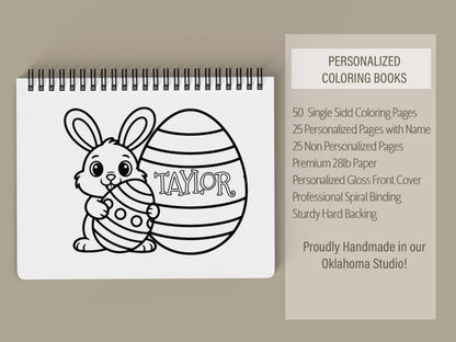 Personalized Easter Coloring Book - Custom Kids Art Activity With Bunny Pages
